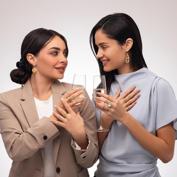 Women 14K Gold Over Sterling Silver Statement Rings With TCW Floating Cubic - Picture 4 of 8